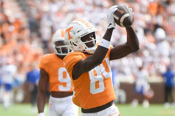 Tennessee Volunteers WR Kaleb Webb during a loss to Florida. (Photo by Caitie McMekin of the News Sentinel)